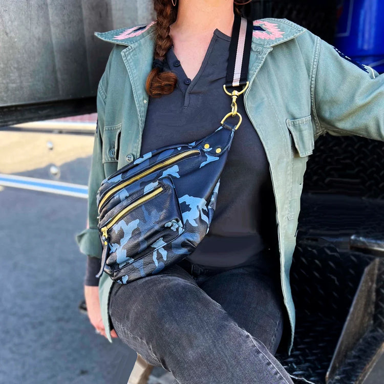 The Joan Blue Camo Crossbody Bag - Limited Collection
