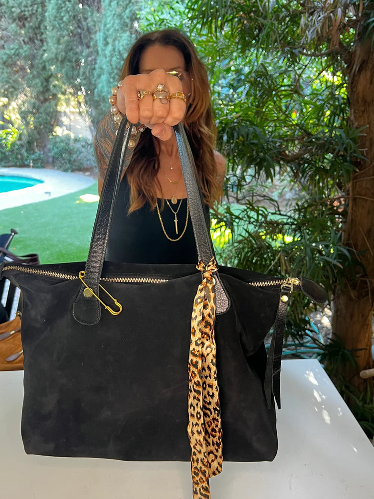 The Jagger Tote in Black Suede