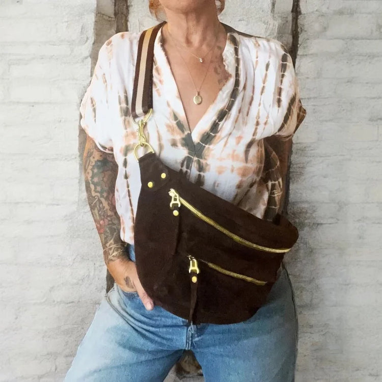 The Joan Chocolate Suede Crossbody
