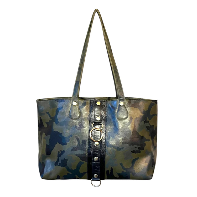 The Sidney Tote - in Black, Crimson and Army Camo
