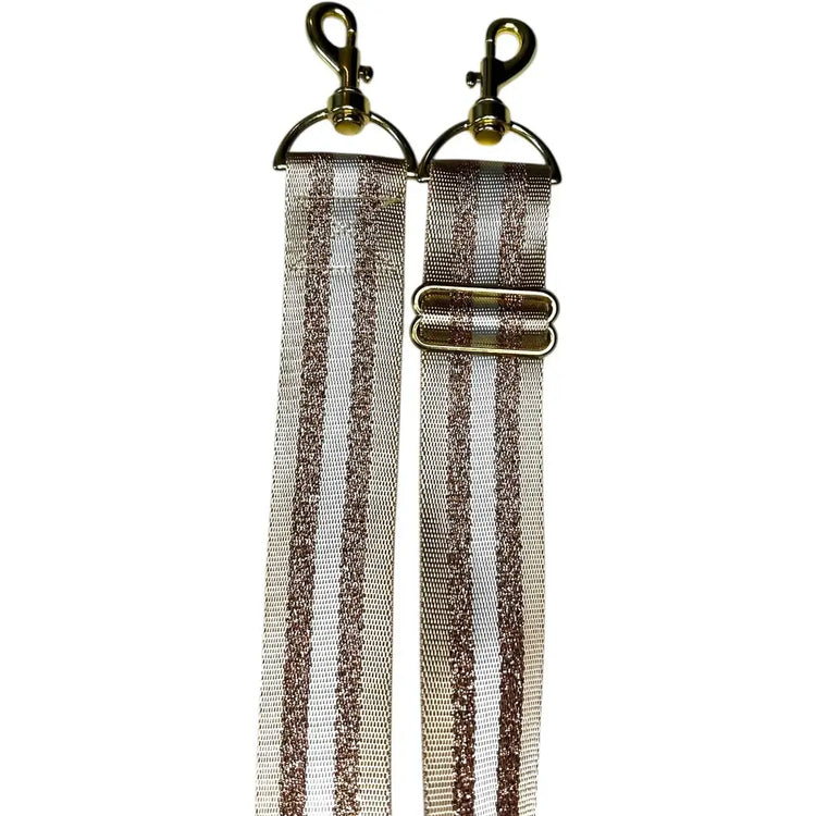 "Take me Home Tonight" Strap- Tan/ Gold Striped