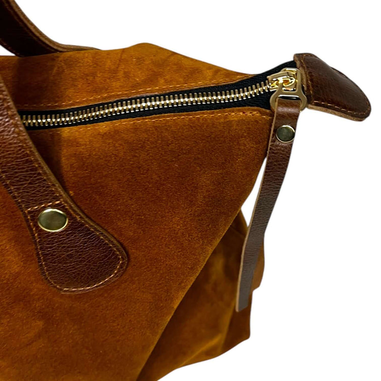 The Jagger Tote in Caramel Suede