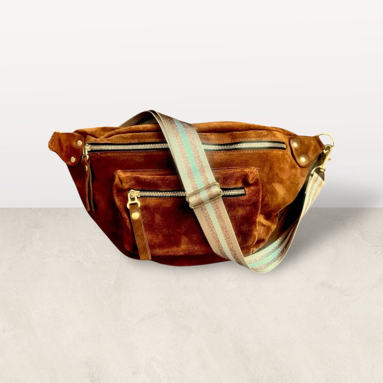 The Joan Caramel Suede Bag