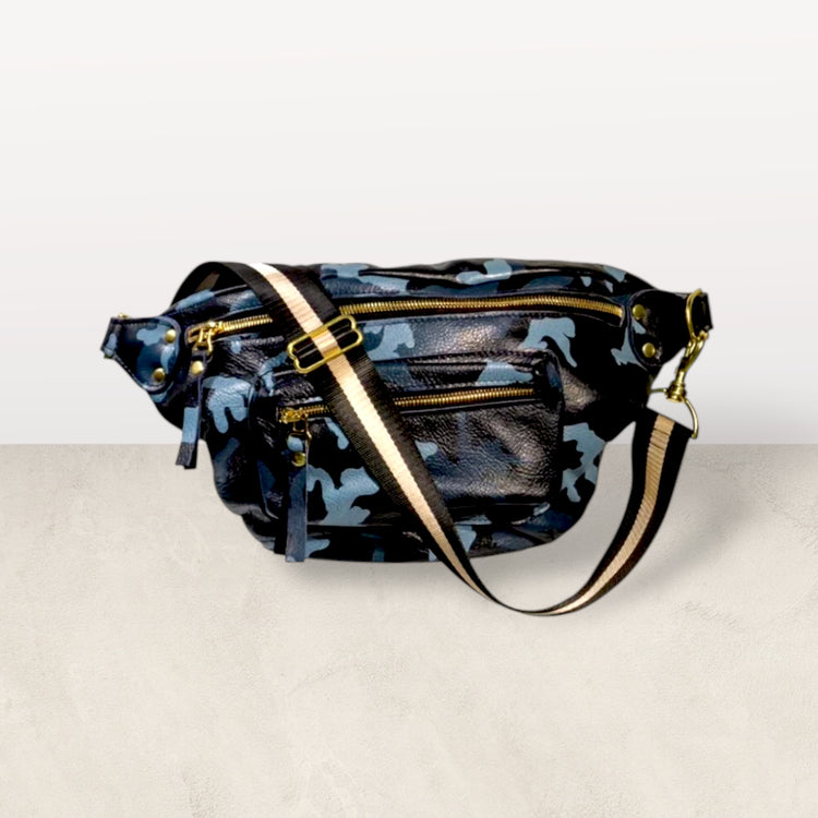 The Joan Blue Camo Crossbody Bag - Limited Collection