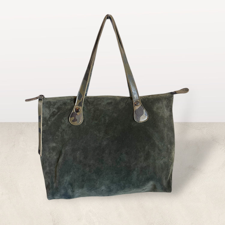 The Jagger Tote in Army Suede