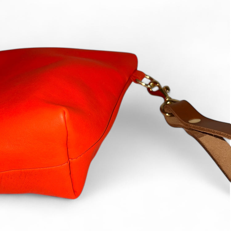 Freebird Travel Bag Set in Neon Orange Lambskin w/ Handles