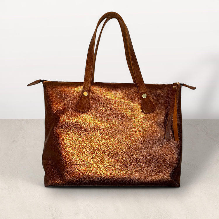 The Jagger Tote in Metallic Bronze
