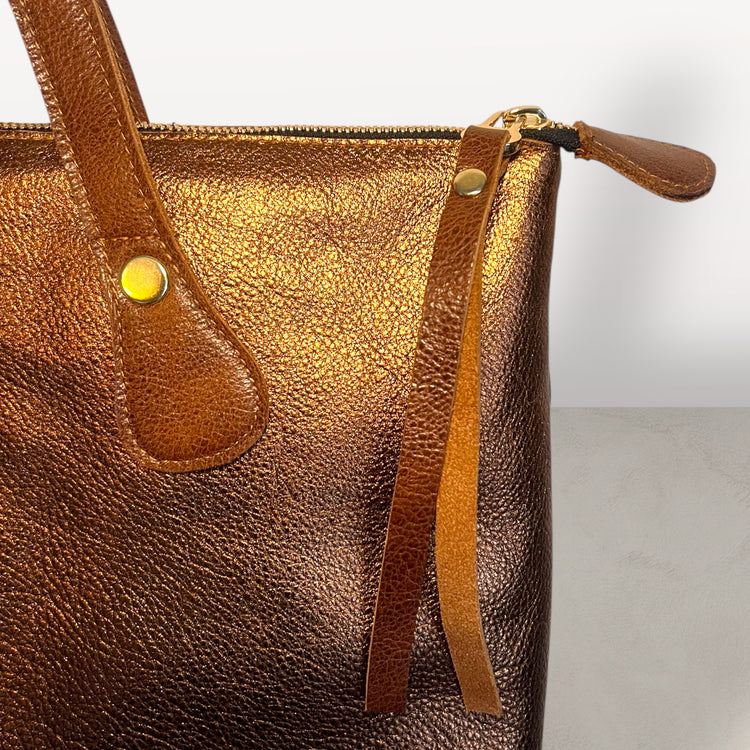 The Jagger Tote in Metallic Bronze