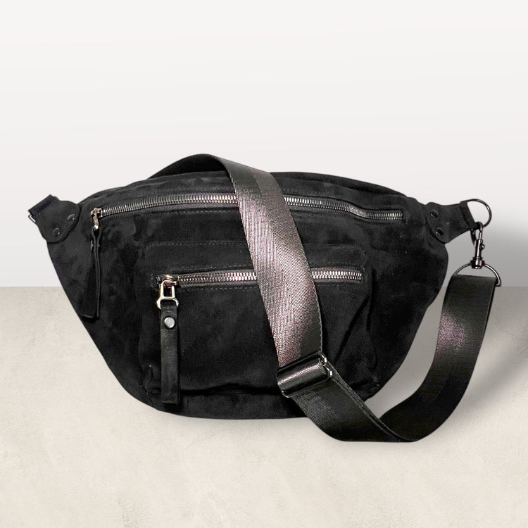 The Noir Suede Crossbody Bag