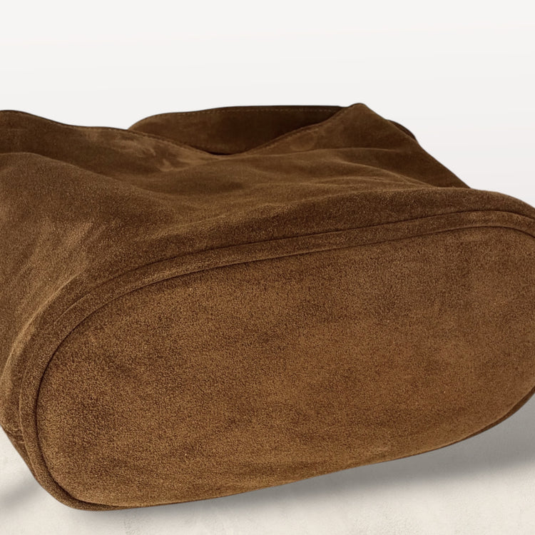 The Mini Bucket Bag in Tobacco Suede