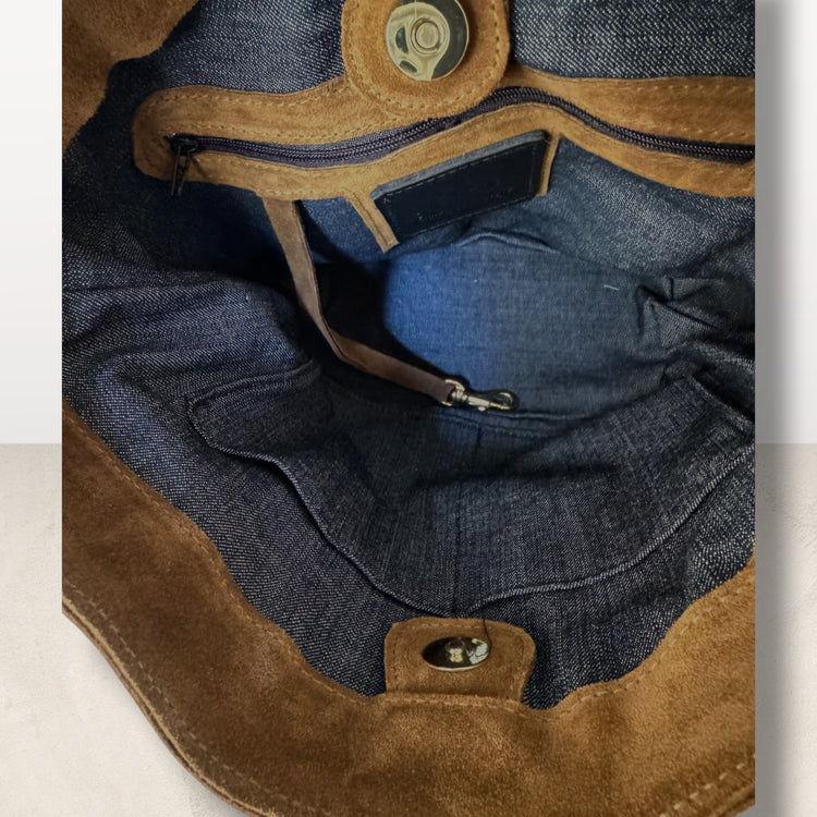 The Mini Bucket Bag in Tobacco Suede