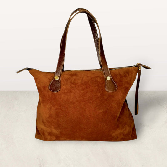The Jagger Tote in Caramel Suede
