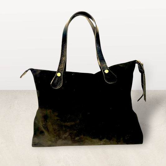 The Jagger Tote in Black Suede