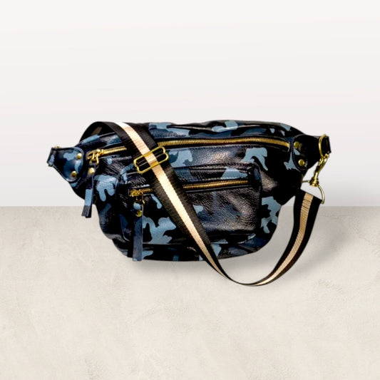 The Joan Blue Camo Crossbody Bag - Limited Collection