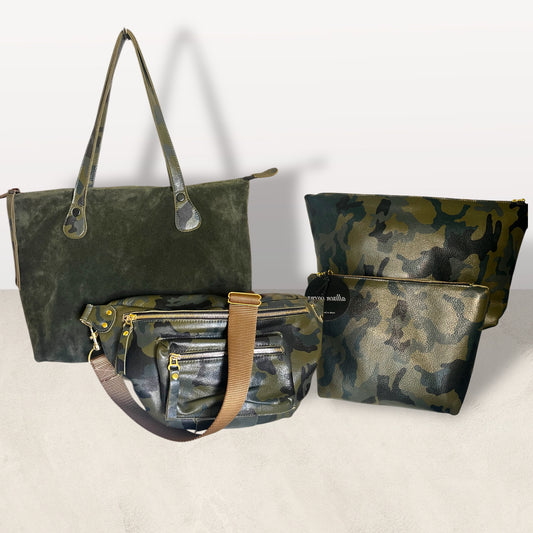 The Jagger Tote in Army Suede