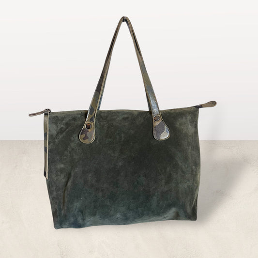 The Jagger Tote in Army Suede