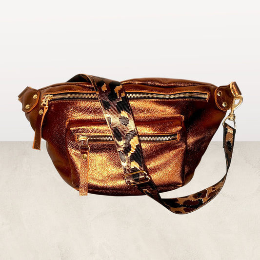 The Joan Metallic Bronze Crossbody Bag