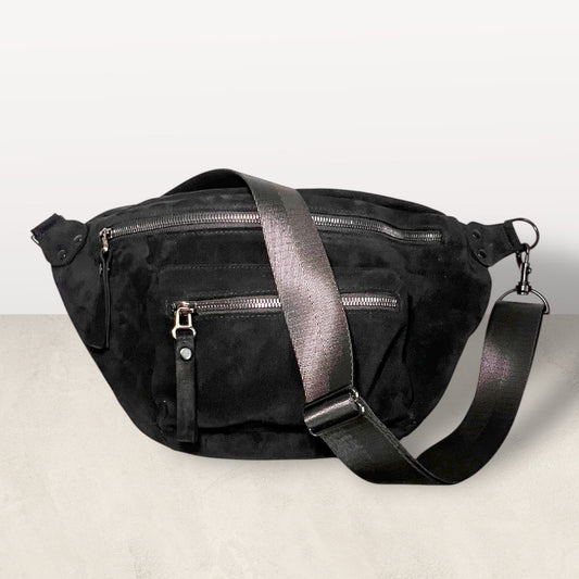 The Noir Suede Crossbody Bag
