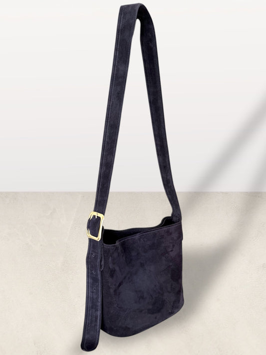 The Mini Bucket Bag in Midnight Suede