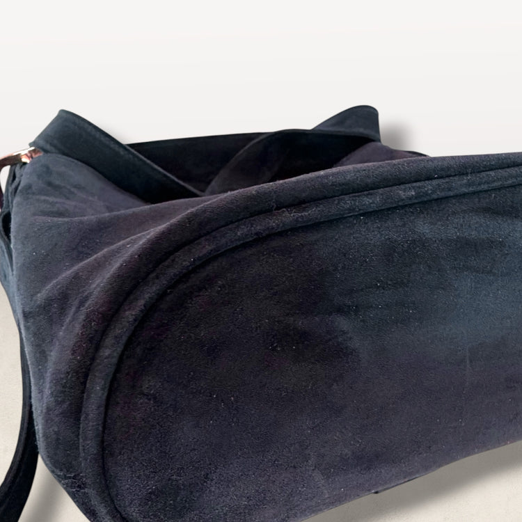 The Mini Bucket Bag in Midnight Suede