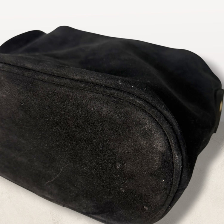 The Mini Bucket Bag in Black Suede
